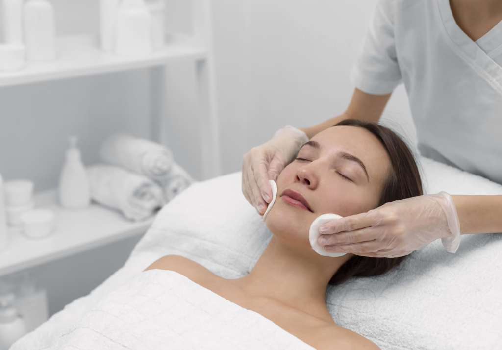 Client receiving advanced skincare facial at House of Glam Southsea