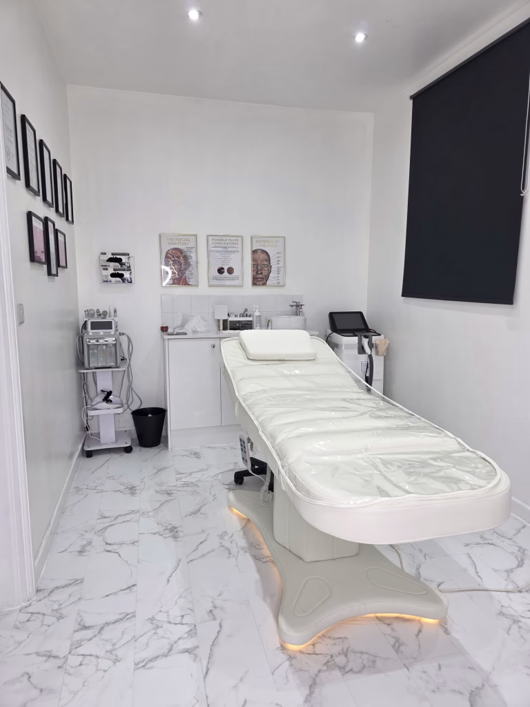 Treatment room at House of Glam HQ aesthetics clinic, Southsea, Portsmouth