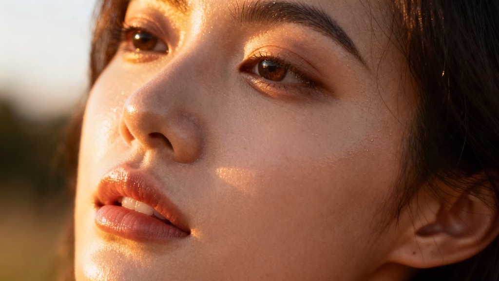 Radiant skin after a face treatment.