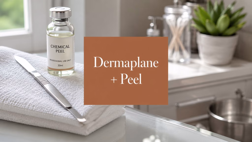 Dermaplaning and chemical peel skincare treatment