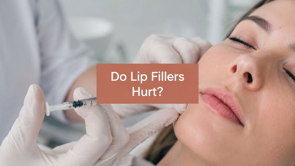 Lip filler being injected with a fine needle during a treatment in Southsea
