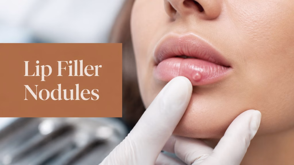 Close-up of a lip filler nodule after treatment