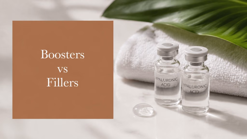 Skin boosters vs fillers comparison using hyaluronic acid injections